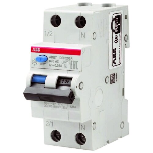 Дифференциальный автомат ABB DSH201R 2П 30 мА C 4.5 кА AC электромеханический 1 шт.