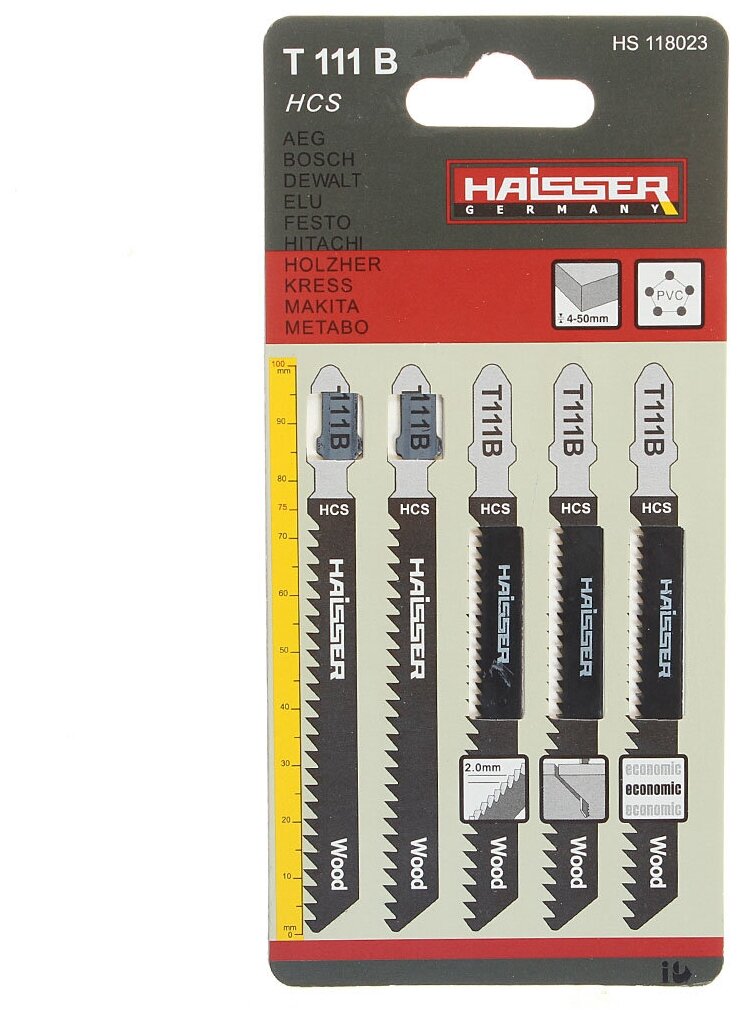 Пилка для электролобзика Haisser HS118023 для дерева ламината пластика 5 шт