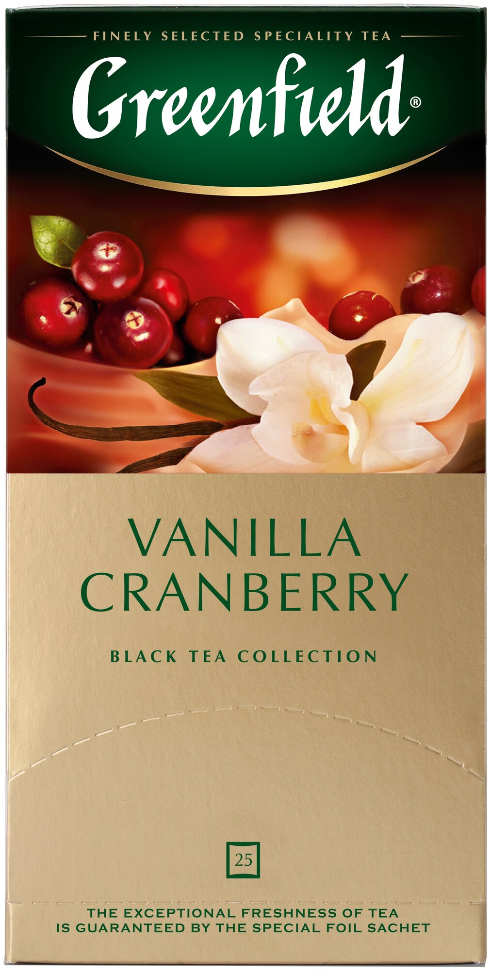 Чай черный Greenfield Vanilla Cranberry в пакетиках, 1 уп.