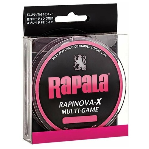 Плетеный шнур Rapala Rapinova-X Multi Game d=0.14 мм, 150 м, 8 кг, розовый, 1 шт.