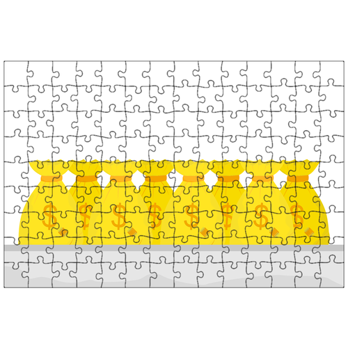 фото Магнитный пазл 27x18см."сумка денег, многие, золото" на холодильник lotsprints