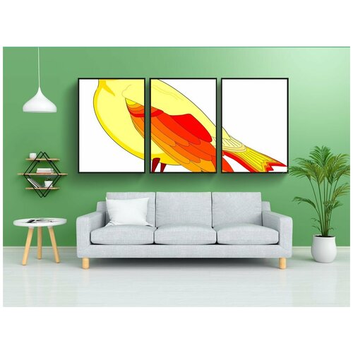 фото Набор модулных постеров для интерьера "попугай, птица, экзотика" 60x90 см. в тубусе, без рамки lotsprints