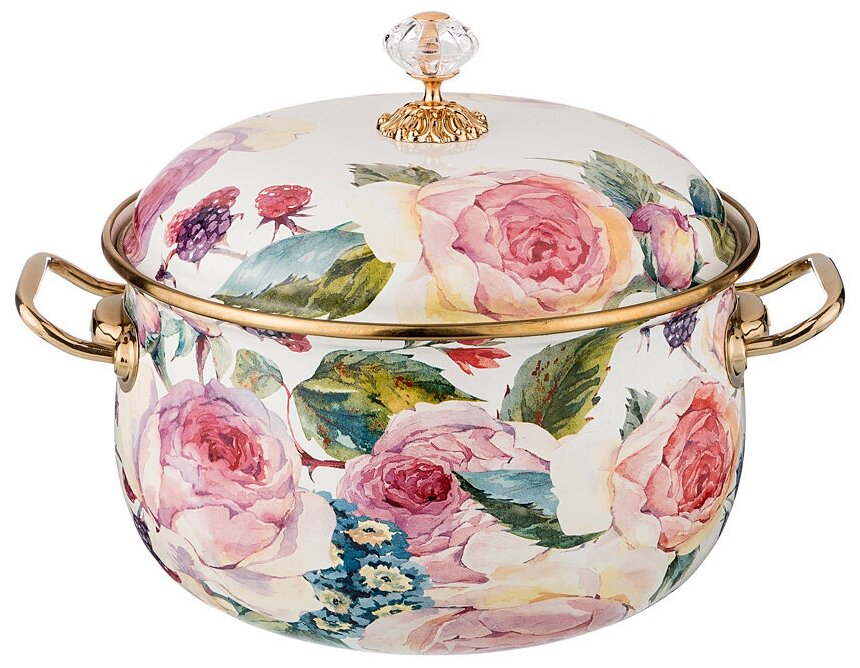 Кастрюля эмалированная Agness с крышкой, серия винтаж, 2,8л, d = 18 см (950-022)