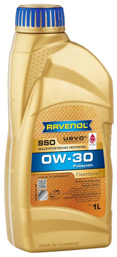 Моторное масло RAVENOL SSO SAE 0W-30 ( 1л) new
