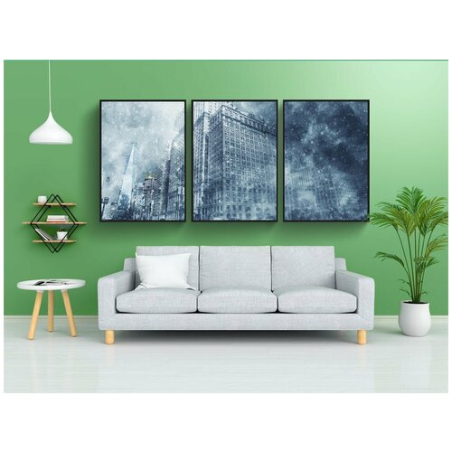 фото Набор модулных постеров для интерьера "метель, снег, зима" 60x90 см. в тубусе, без рамки lotsprints