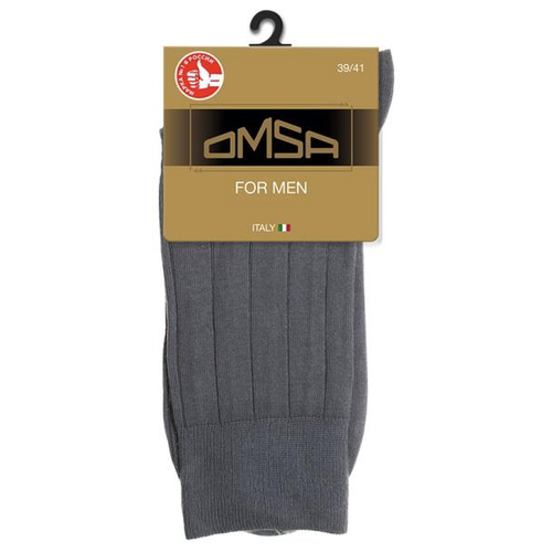 фото Мужские носки omsa, 1 пара, классические, нескользящие, размер 42-44, серый