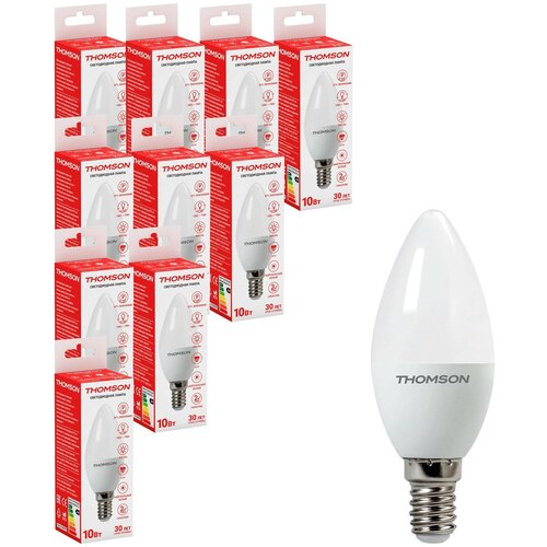 Упаковка ламп LED Thomson E14, свеча, 10Вт, 4000К, белый нейтральный, TH-B2018, 10 шт. [th-b2018-10]