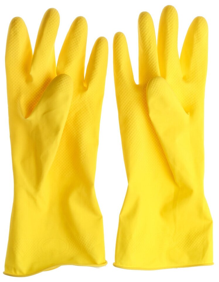 Перчатки хозяйственные латексные, Propaq, размер М, желтые, 1 пара - фотография № 1