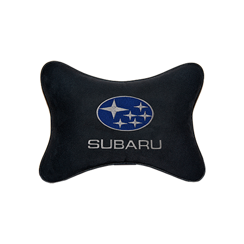 фото Подушка на подголовник алькантара black с логотипом автомобиля subaru vital technologies