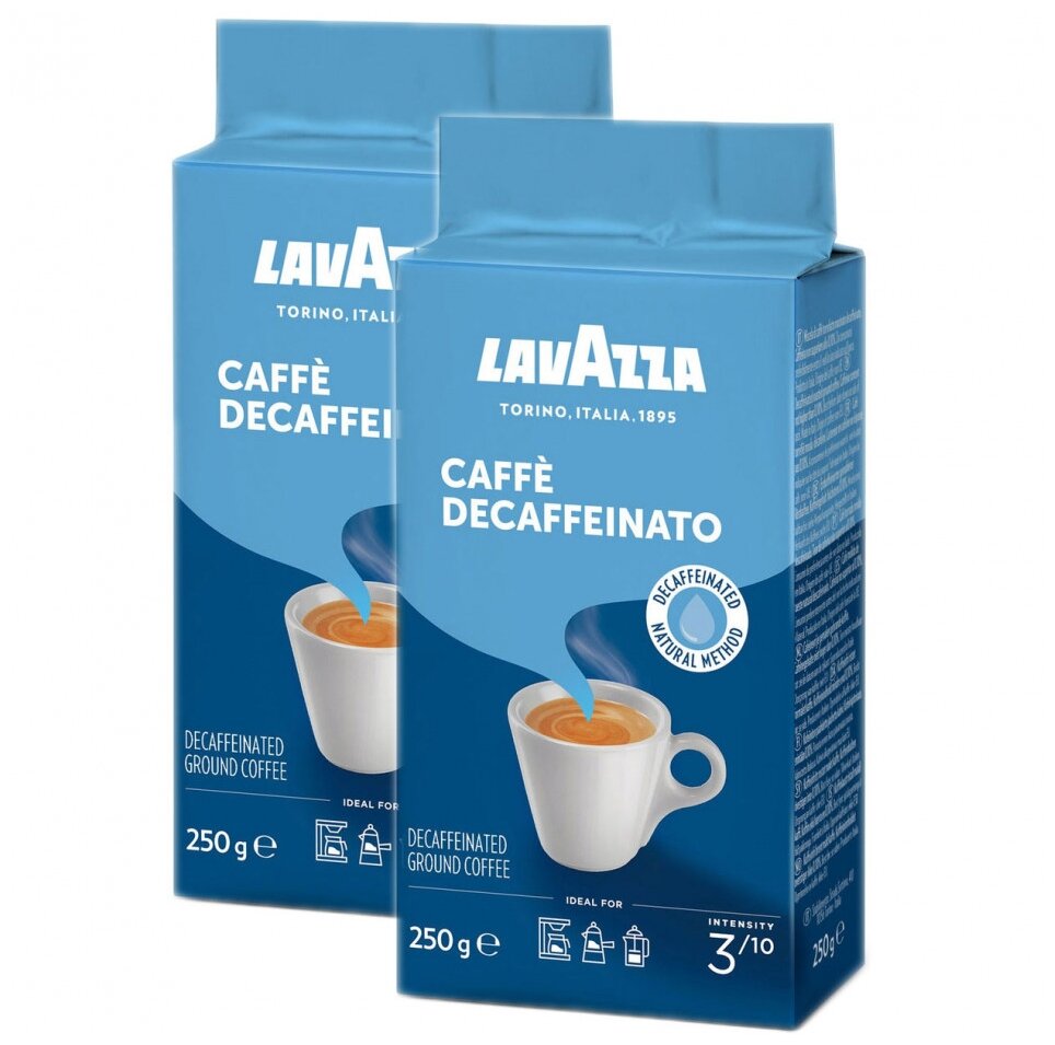 Кофе молотый Lavazza Decaffeinato, 250 г (в/у), 2 шт.