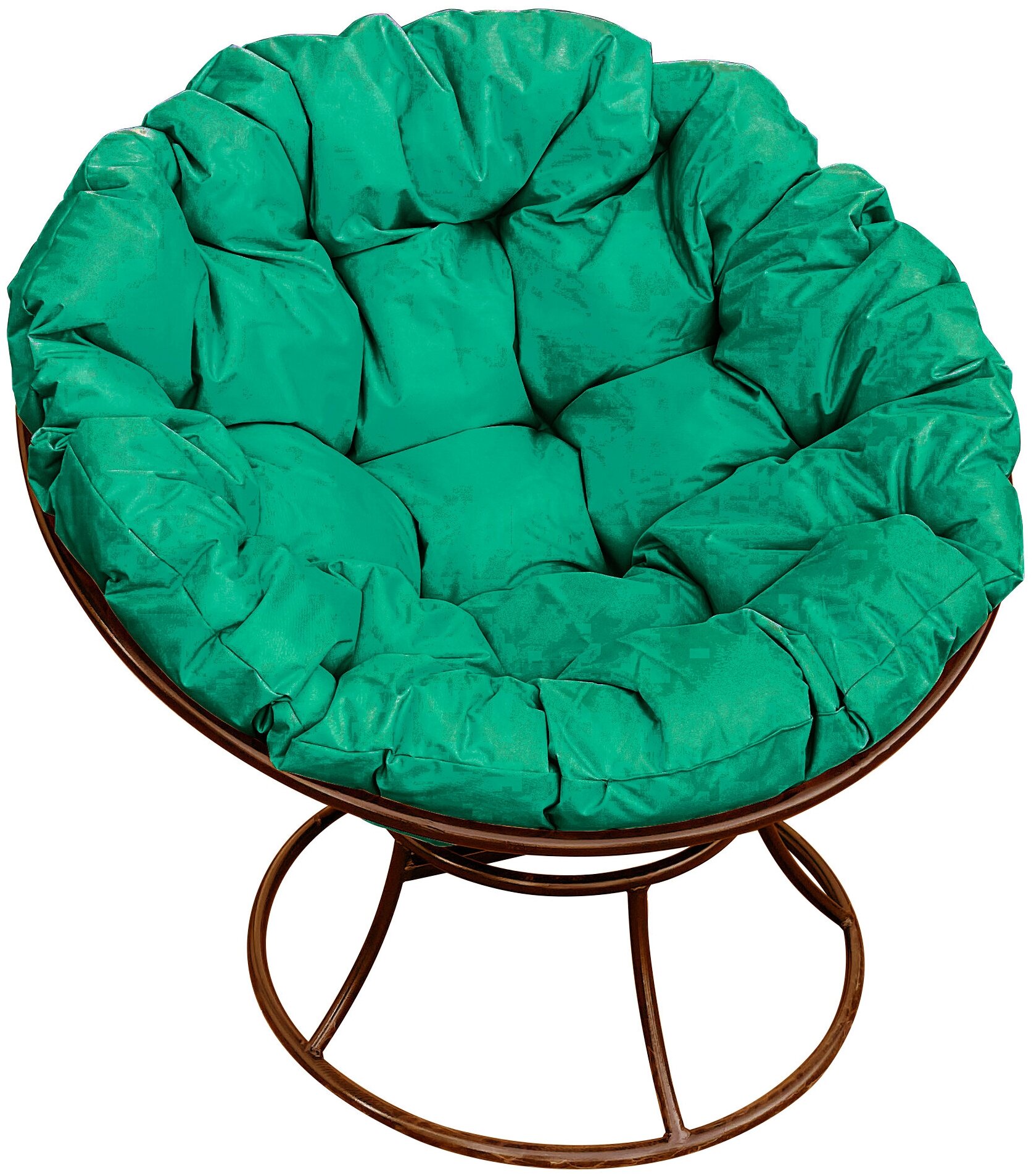Кресло m-group папасан коричневое, зелёная подушка - фотография № 1