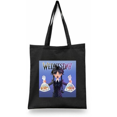 фото Сумка-шоппер унисекс каждому своё "уэнсдей/венсдей/wednesday" черная