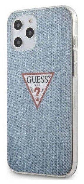 Чехол CG Mobile Guess PC/TPU Denim Triangle logo для iPhone 12 Pro Max, цвет Светло-синий (GUHCP12LPCUJULLB)