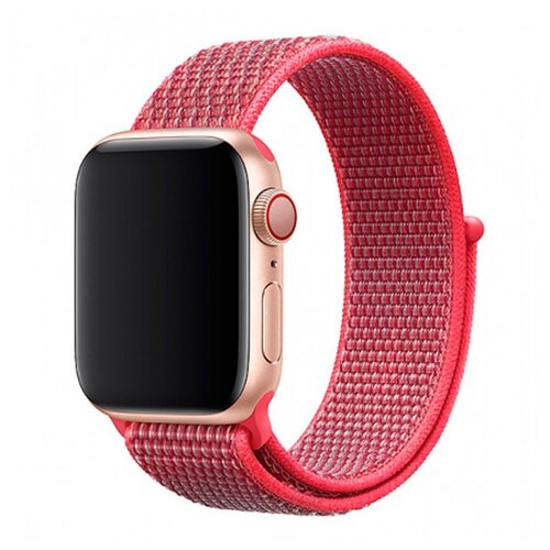 Нейлоновый ремешок на липучке Nova Store для Apple Watch 42/44/45 mm, Ярко-розовый