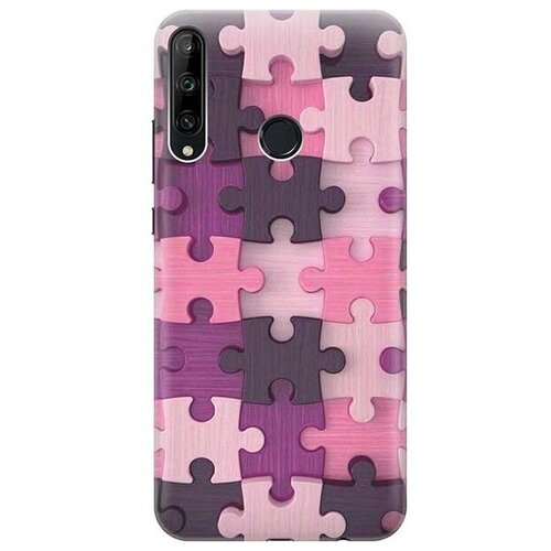 фото Ультратонкий силиконовый чехол-накладка для huawei p40 lite e / honor 9c с принтом "сиреневый паззл" gosso