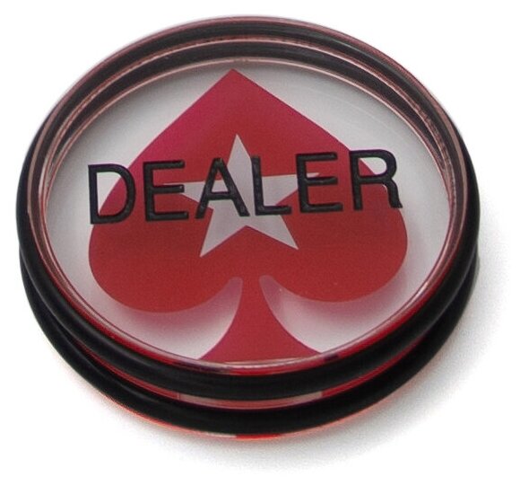 Прозрачная фишка дилера для игры в покер с красным узором из акрила