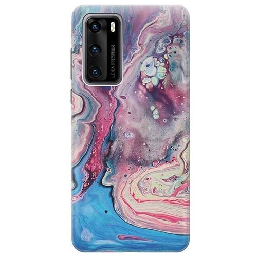 фото Ультратонкий силиконовый чехол-накладка для huawei p40 с принтом "разноцветный мрамор" gosso
