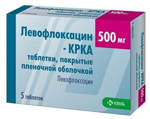 Левофлоксацин-КРКА таб. п/о плен., 500 мг, 5 шт.