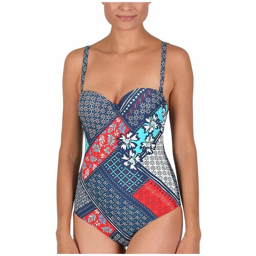 фото Слитный купальник с чашками-бандо на поролоне 46c, синий naturana