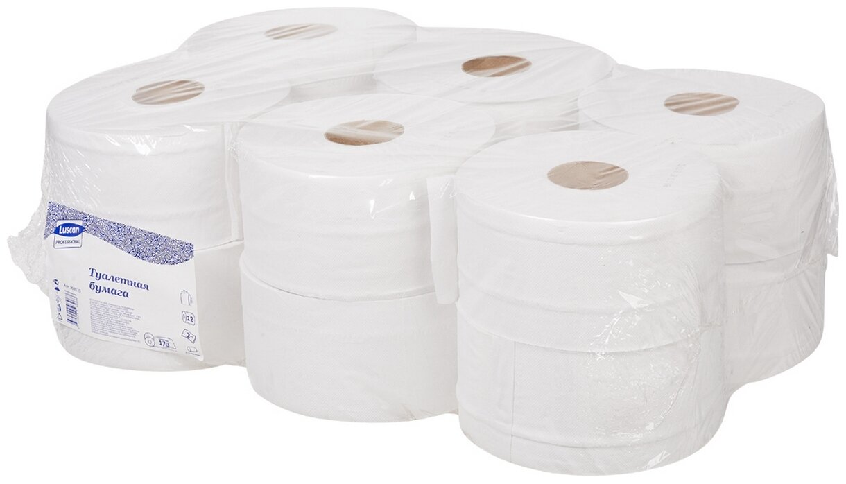 Туалетная бумага Luscan Professional 2-слойная, 12 рулонов 368529