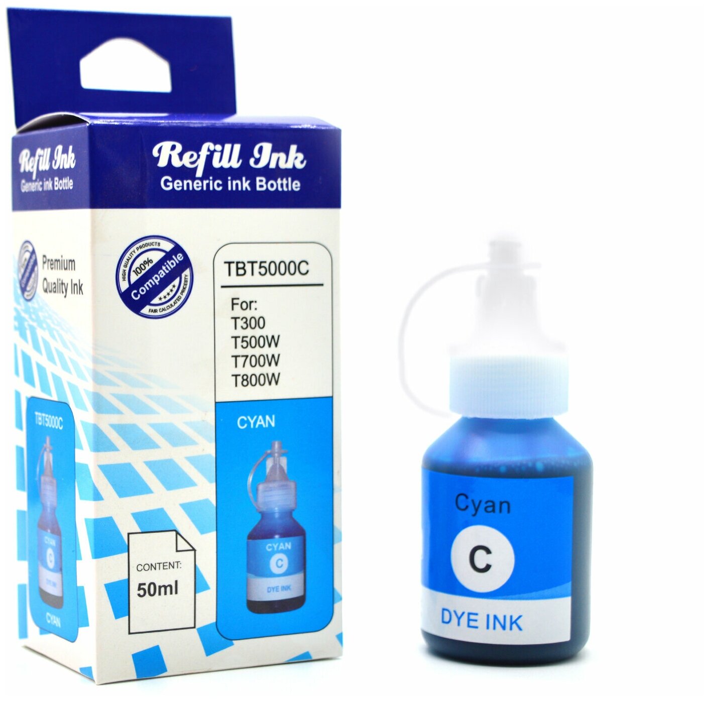 Чернила BT5000С для Brother DCP-T220 T225 T300 T310 T420W T425W T500W T510W T520 T520W T700W T710W T720DW T820DW и тд., Сyan (голубой), 50мл