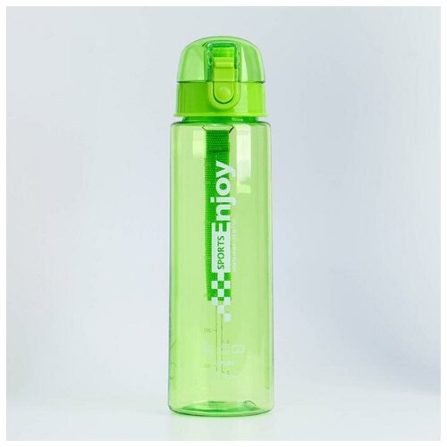 фото Бутылка для воды enjoy sports, 800 мл, клик, на ремешке, зелёный 8х26 см qwen