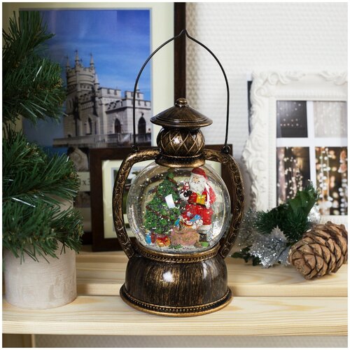 фото Новогодний фонарь с подсветкой "дед мороз с подарком" house goods
