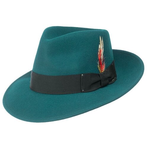 фото Шляпа федора bailey, шерсть, подкладка, размер 57, голубой