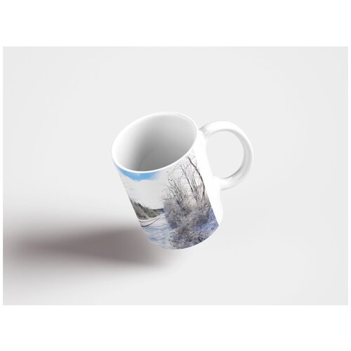 фото Кружка "железнодорожные пути, снег, зима 320 мл. белая lotsprints