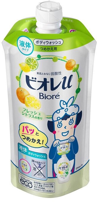 KAO Мягкое пенное мыло для всей семьи, освежающий цитрусовый аромат Biore U, 340 мл (запасной блок)