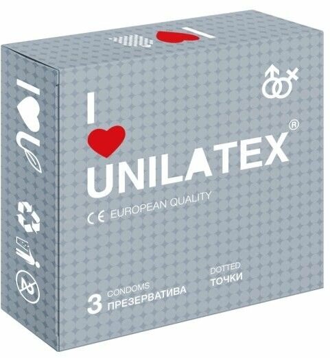 Презервативы с точками Unilatex Dotted - 3 шт.