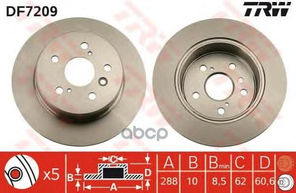 Диск Тормозной Задний Lexus Rx300 Trw Df7209 Lexus Rx300 TRW арт. DF7209