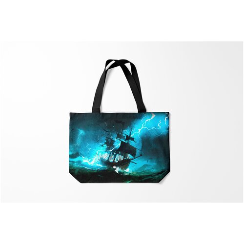 фото Сумка-шоппер / 46х35 см / морские жители / рыбы летучий голландец burnettie