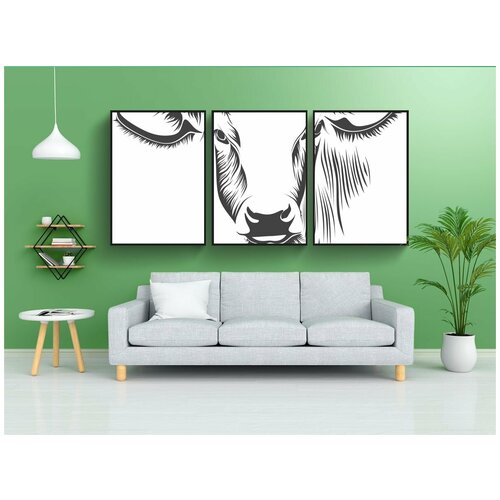 фото Набор модулных постеров для интерьера "голова, корова, крупного рогатого скота" 60x90 см. в тубусе, без рамки lotsprints