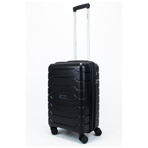 фото Mironpan чемодан маленький pp (ромб. полосы) с расширением черный s малый (ручная кладь) черный sweetbags