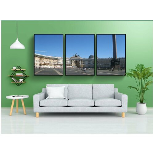 фото Набор модулных постеров для интерьера "дворцовая площадь эрмитаж, санкт петербург, россия" 60x90 см. в тубусе, без рамки lotsprints