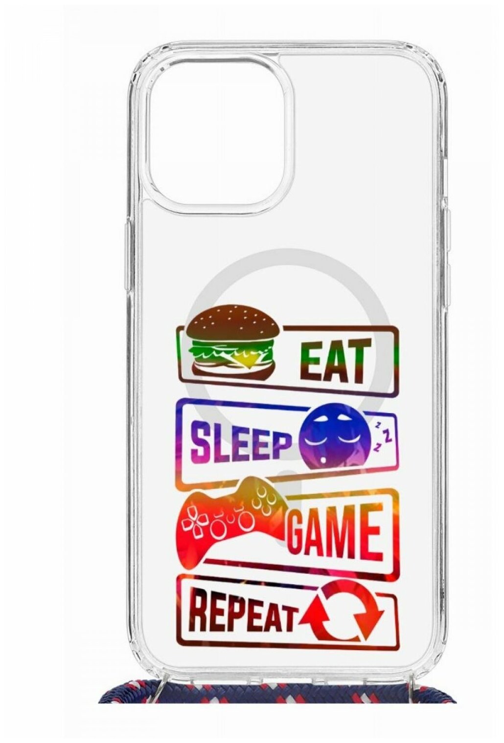 Чехол для Apple iPhone 12 Pro Max Kruche Print MagSafe Magrope Repeat,пластиковая накладка со шнурком и рисунком,противоударный силиконовый бампер