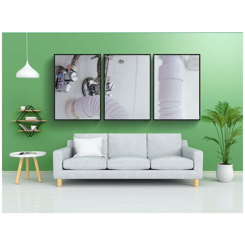 фото Набор модулных постеров для интерьера "сантехник, ремонт, нажмите" 60x90 см. в тубусе, без рамки lotsprints