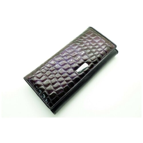 Кошелек Sergio Valentini, фактура под рептилию, черный, фиолетовый кошелек фактура под рептилию на молнии фиолетовый