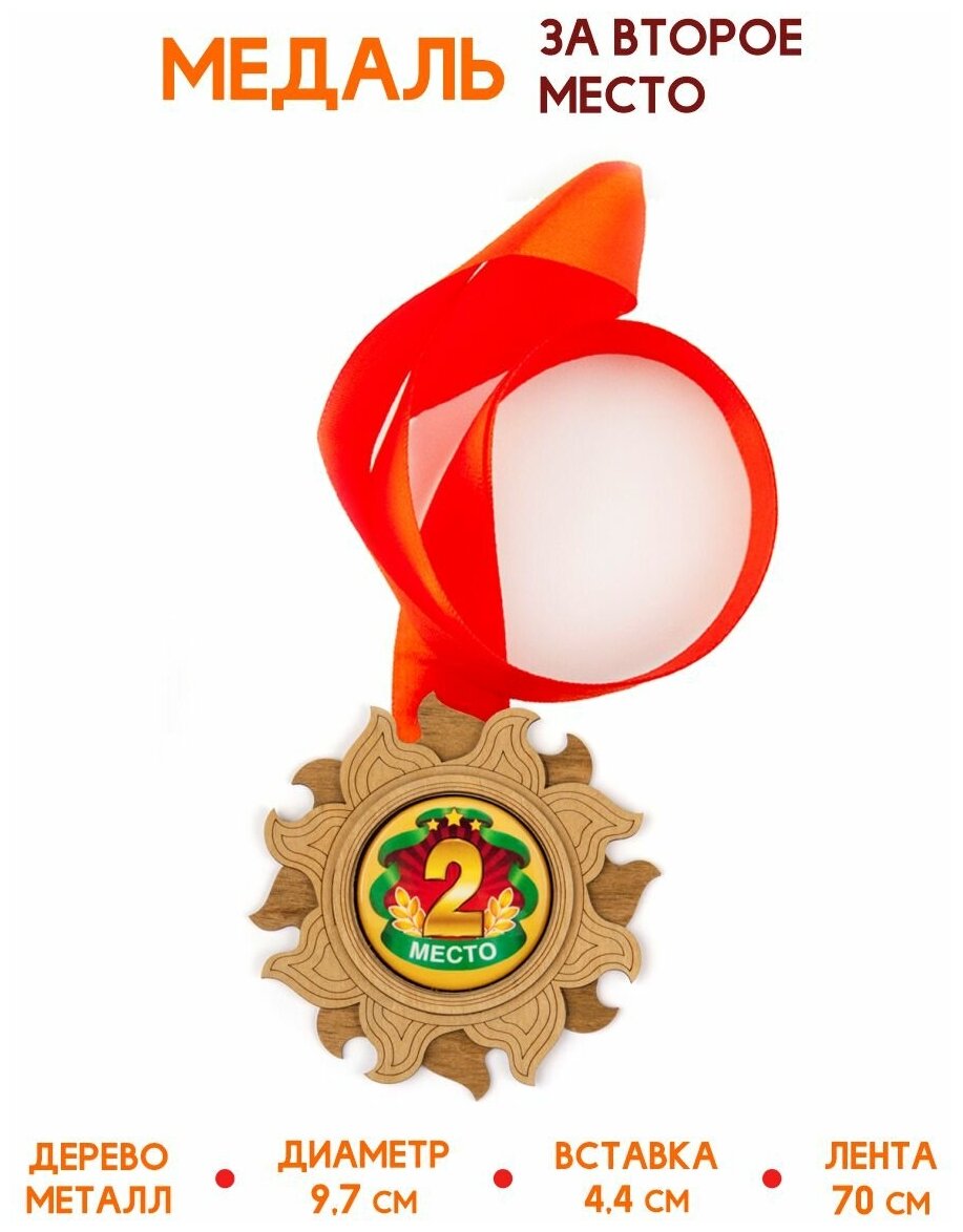 Медаль подарочная из дерева 2 место