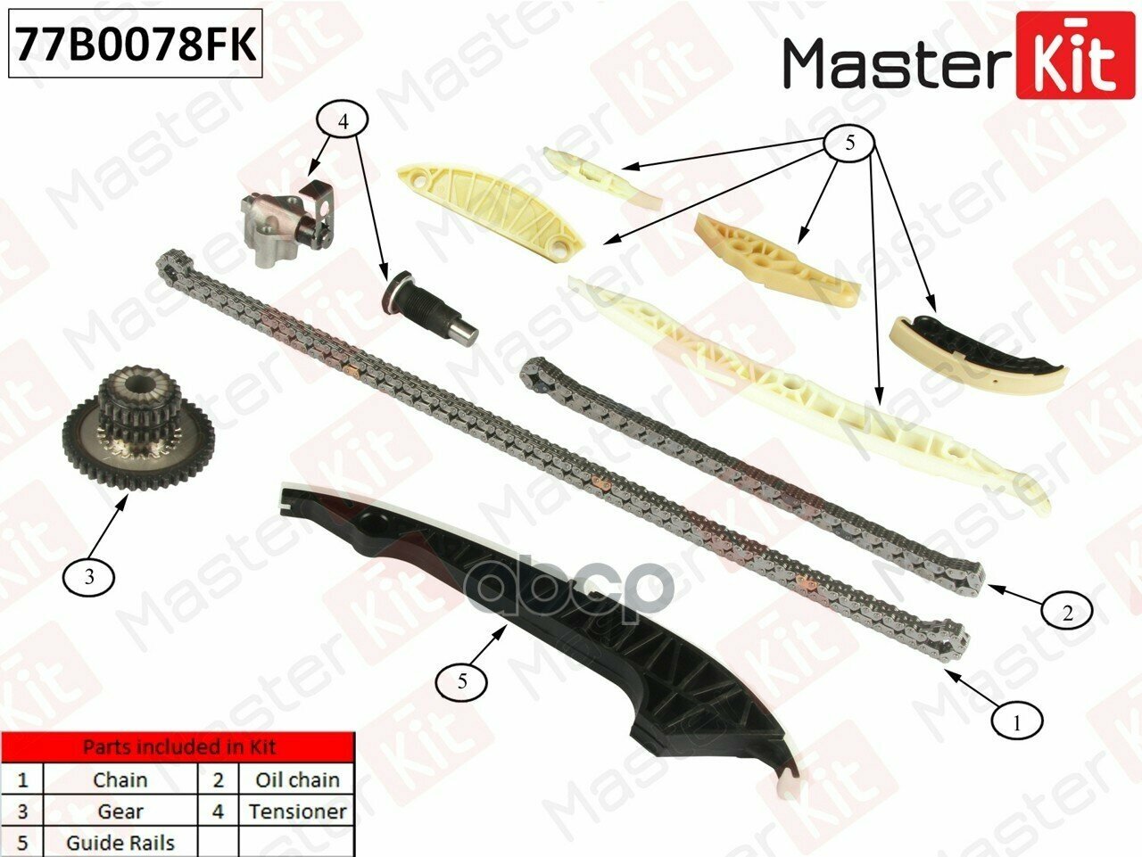 Комплект Цепи Грм Audi A4 1.8 Tfsi Caba/Cdha 08-15 MasterKit арт. 77B0078FK