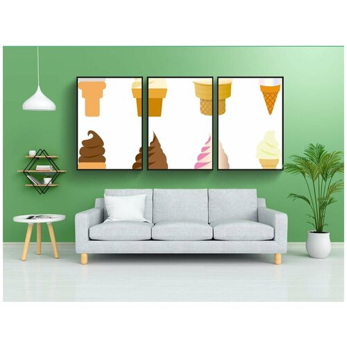 фото Набор модулных постеров для интерьера "рожок мороженого, холодный, милая" 60x90 см. в тубусе, без рамки lotsprints