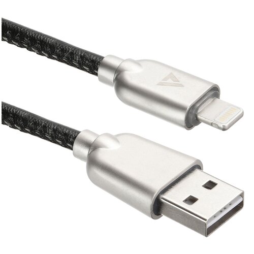 USB кабель ACD-Allure Lightning ~ USB-A Кожа, 1м, черный (ACD-U926-P5B)