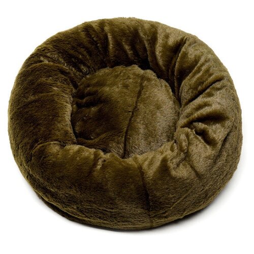 Пушистая лежанка для кошек и собак d50 см +-5 см цвет хаки артикул NL60