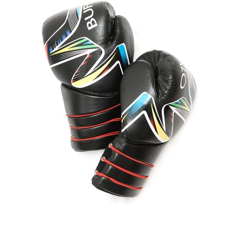 Перчатки боксерские Buffalo кожаные на шнуровке и липучке 12 oz Black/Multicolored
