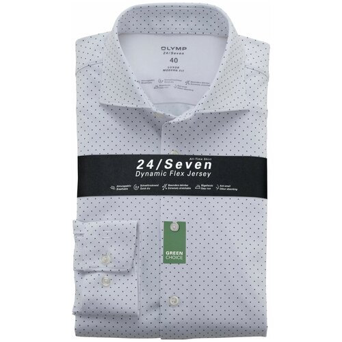 фото Рубашка мужская olymp luxor modern fit 24/seven джерси белая в мелкий горошек арт. 12248400