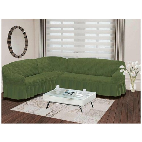 фото Чехол на диван угловой левосторонний 2+3 bulsan зелёный bulsan (турция)