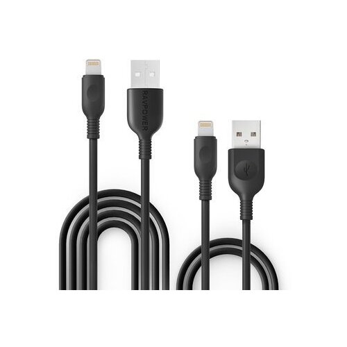 ravpower кабель ravpower carbon с rp tpc005 usb type c 1 8 м Комплект из 2 кабелей Ravpower Lightning MFI 0.9 м и 1.8 м, цвет Черный (RP-LC010)