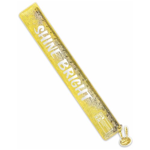 Линейка арт52646 20 желтая 20 см ПВХ маслянистая жидкость с глиттером под прозрачным ПВХ шелкография в одну краску ПЭТ-пакет с европодвесом 109₽