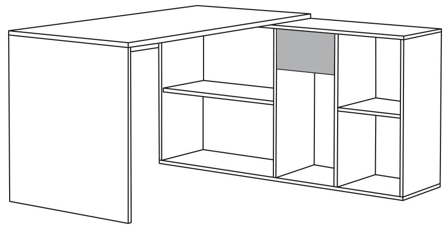 Стол письменный Mobi Лайт 03.245, цвет белый, ШхГхВ 136х139,2х75,2 см.(угловой) или 203,5х68х75,2 см.(прямой), универсальная сборка